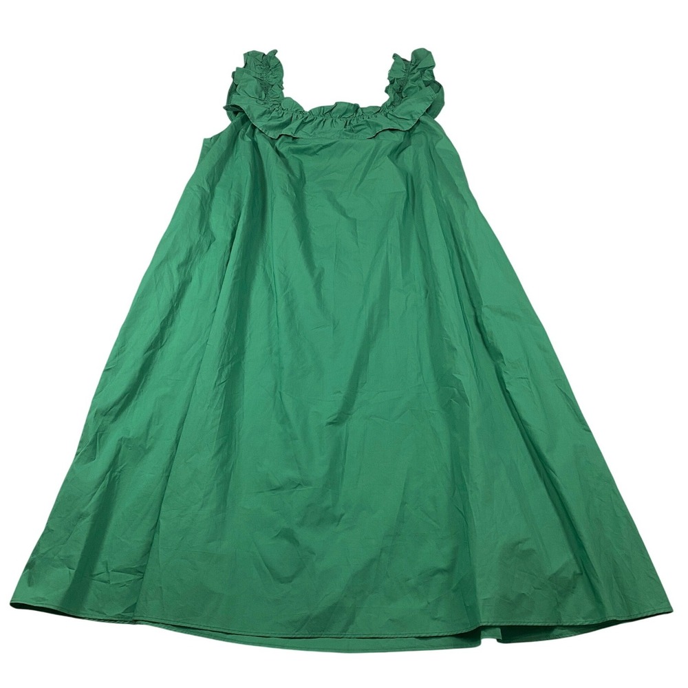 Hyacinth House Tuckernuck Green Ruffle Neck Midi Dress Womens XL Poplin - Picture 3 of 10